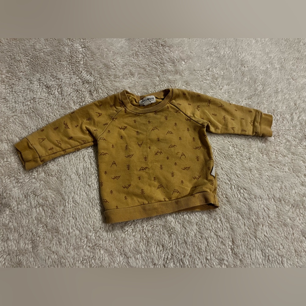 Mustard Yellow Toddler Sweatshirt with Tiny Brown Prints
